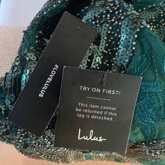 Lulu's Emerald Green Sequin Embroidered Bodycon Dress (New) - Picture 4 of 4